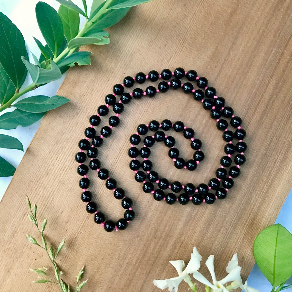 Onyx Healing Necklace Stay Grounded & Balanced Beaded Handknotted
