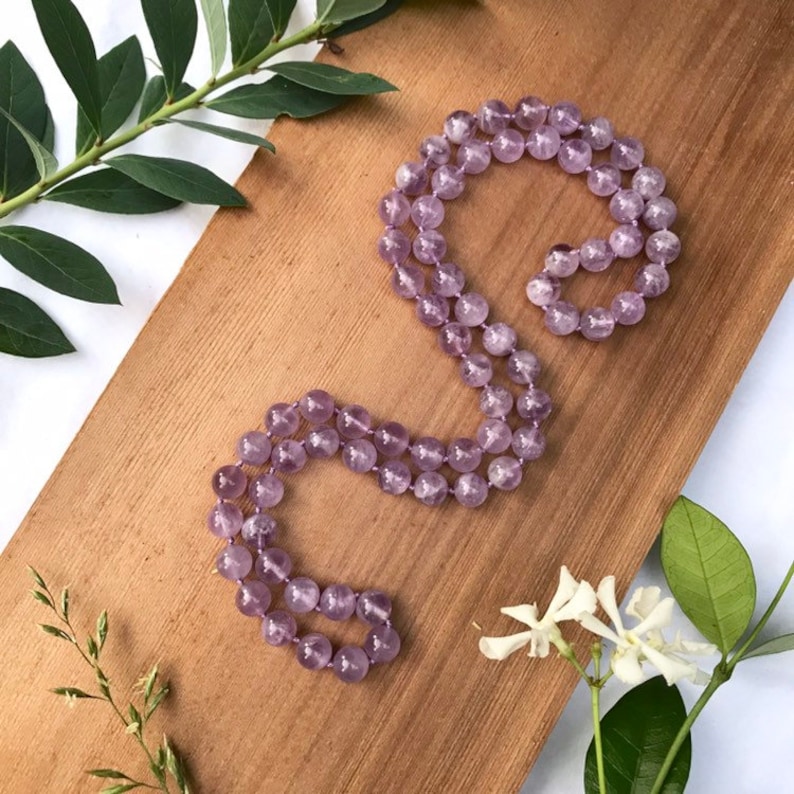 Cape Amethyst Lavender Healing Necklace \u2014 Discover Your Unique Spiritual Path \u2014 Beaded Hand-Knotted Therapeutic Necklace