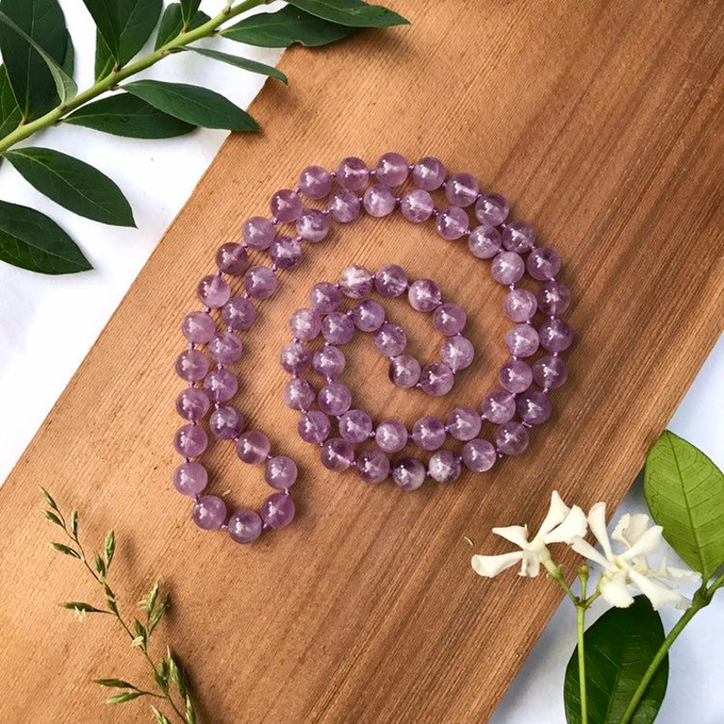 Cape Amethyst Lavender Healing Necklace \u2014 Discover Your Unique Spiritual Path \u2014 Beaded Hand-Knotted Therapeutic Necklace