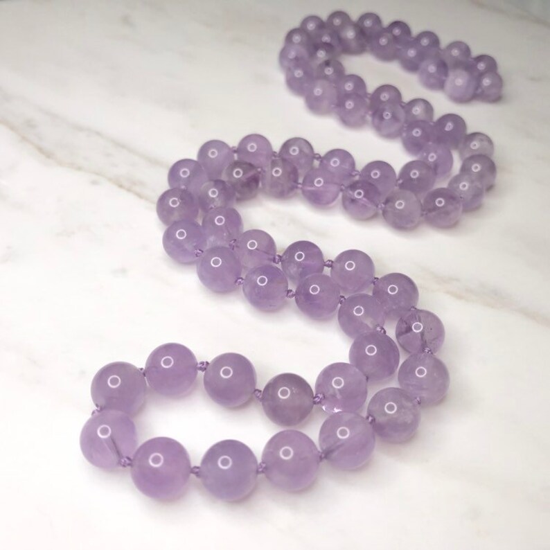 Cape Amethyst Lavender Healing Necklace \u2014 Discover Your Unique Spiritual Path \u2014 Beaded Hand-Knotted Therapeutic Necklace