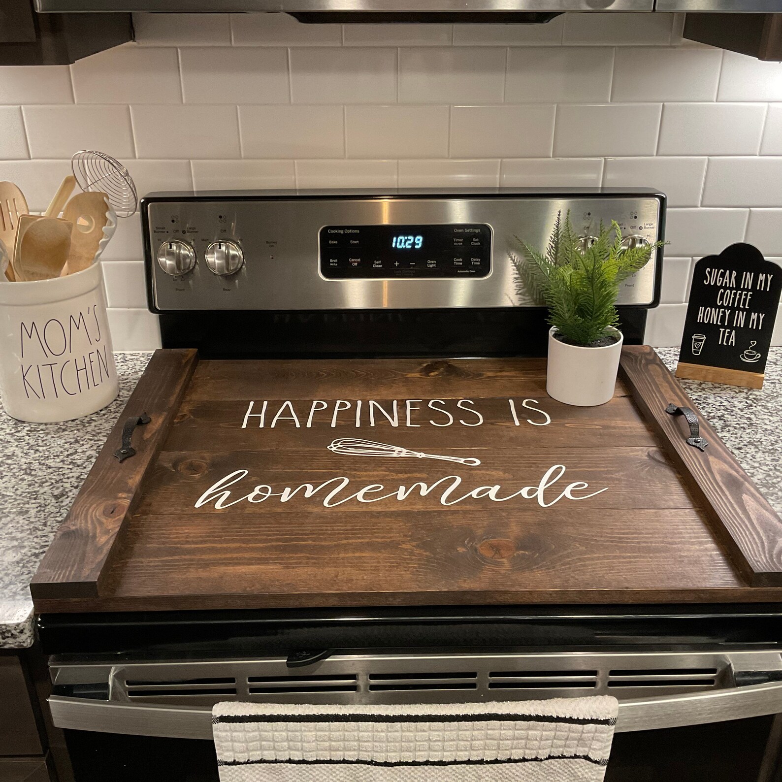 Stove Top Cover Farmhouse Style Noodle Board Glass Electric Etsy