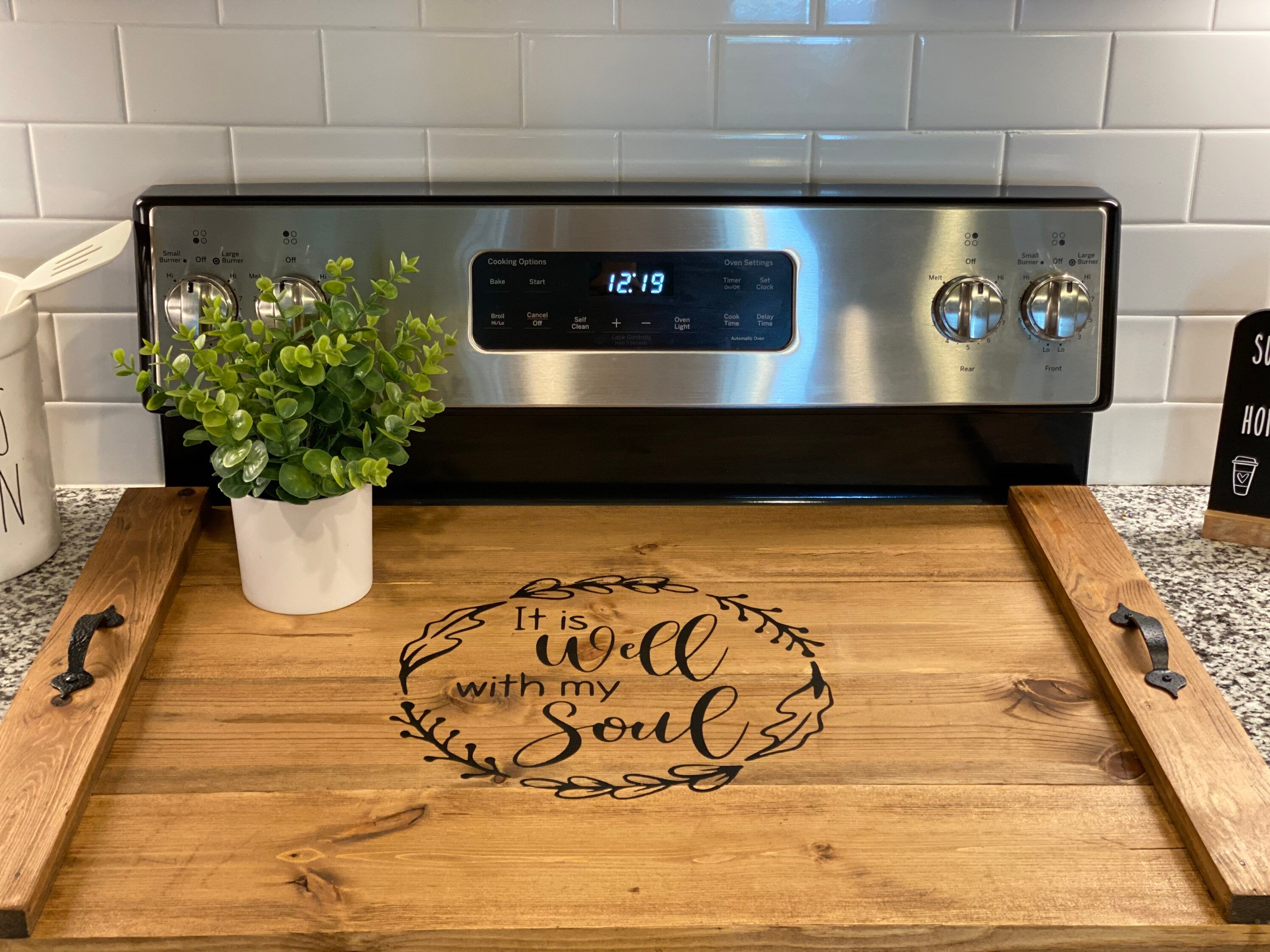 Stove Top Cover Farmhouse Style Noodle Board Glass Electric Etsy