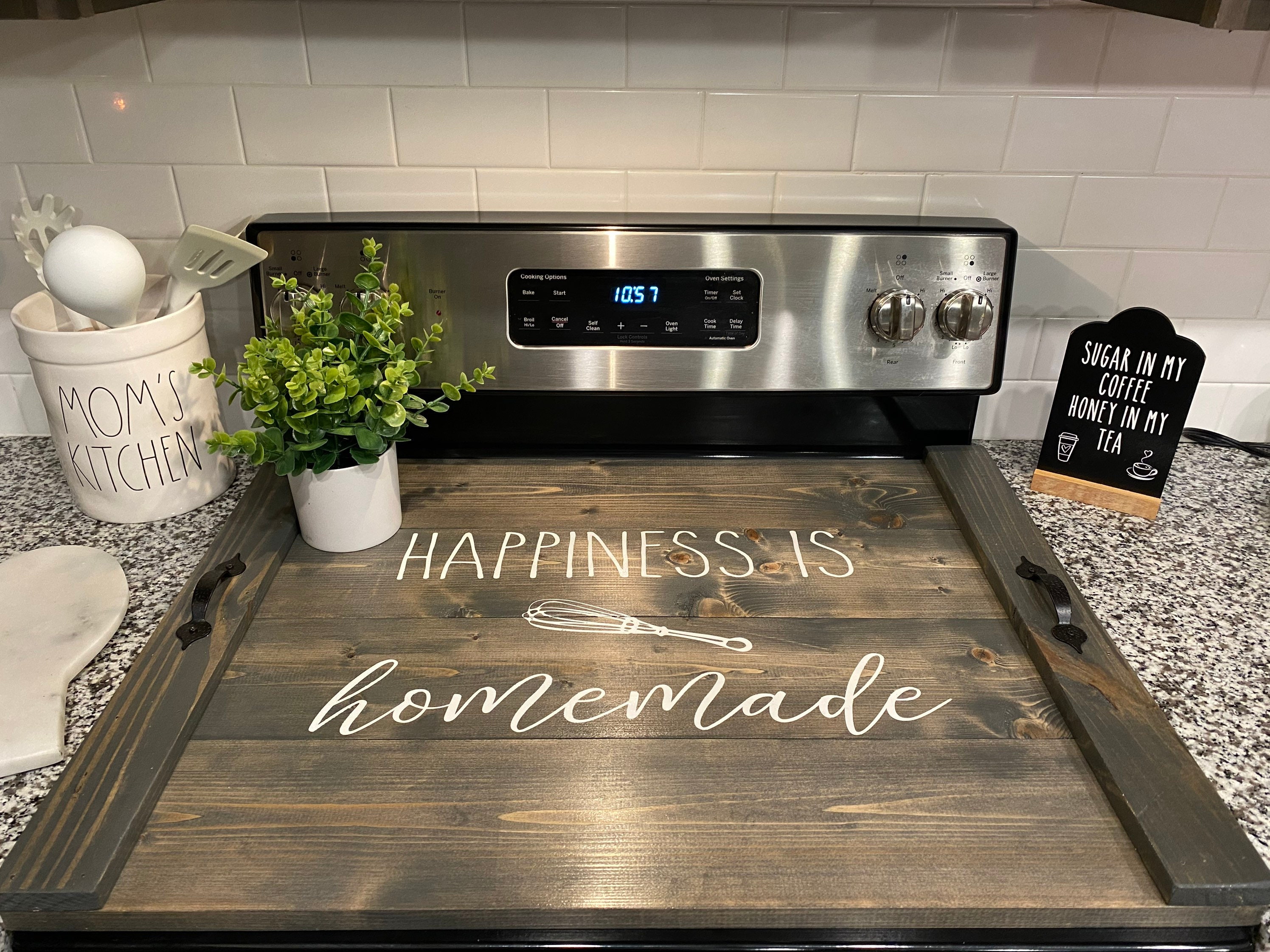 Stove Top Cover Farmhouse Style Noodle Board Glass Electric Etsy