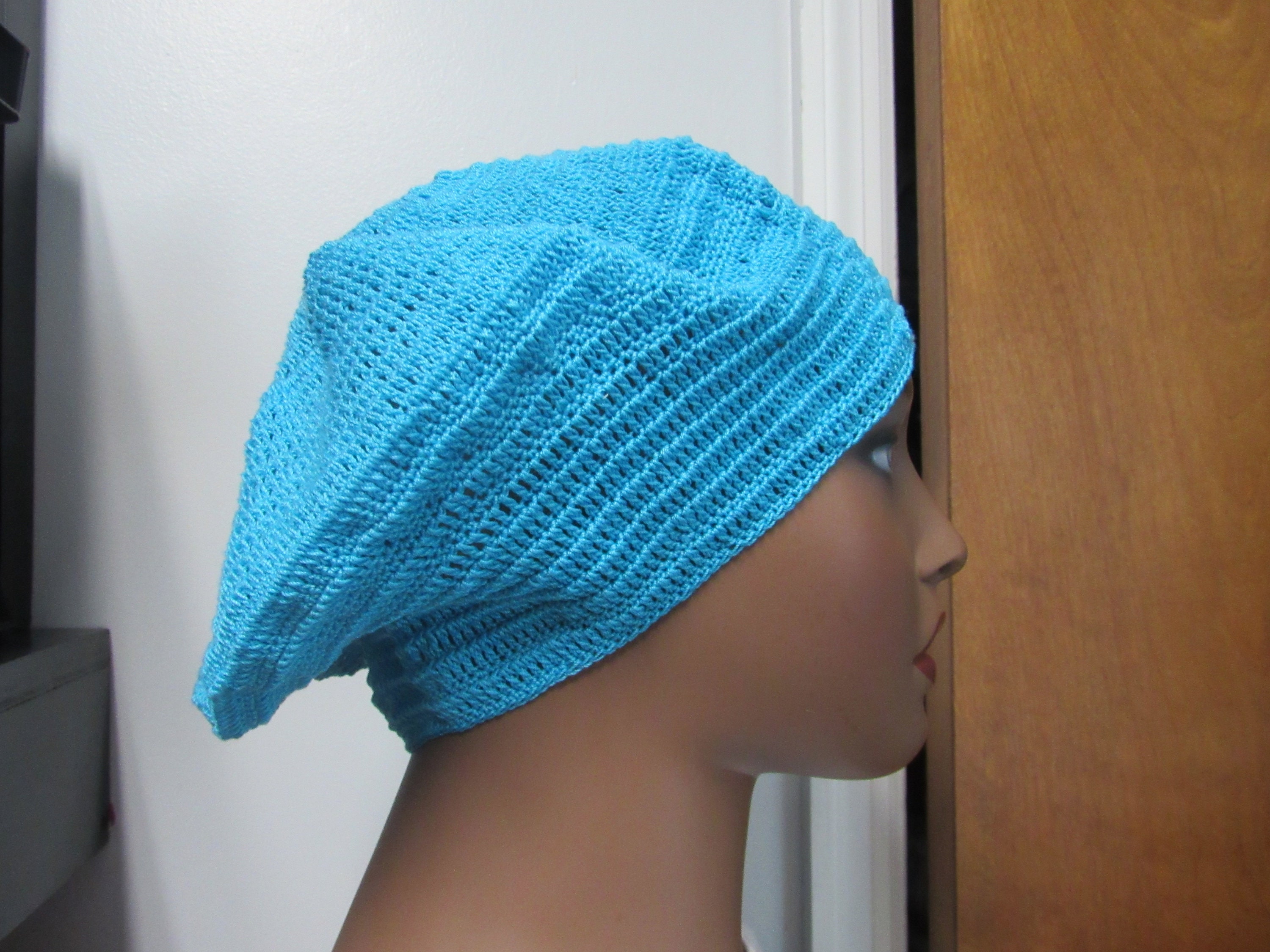 ✋RESERVED❗️✋turquoise blue handmade crochet beret Turquoise Blue Handmade Cotton Crochet Summer, Spring Beret  main image 2