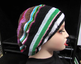 Multi colored crochet spring/summer cotton beret, summer hats, beanies, spring beanies, bucket hats