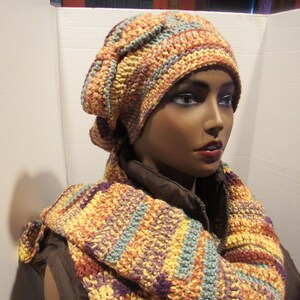 Extra Long Scarf Multicolor Lined Beret/hat and Scarf Set  display picture 1