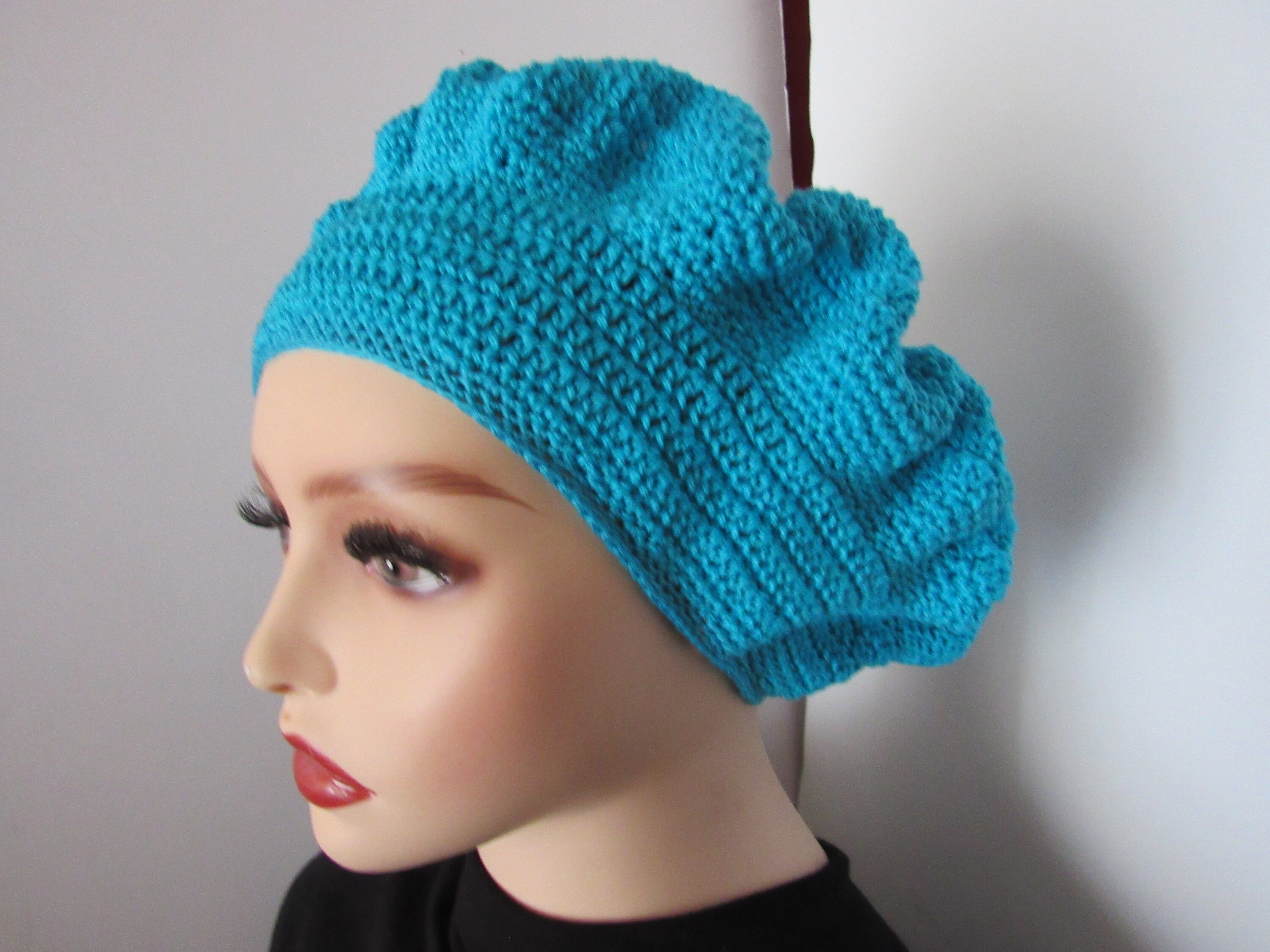 ✋RESERVED❗️✋turquoise blue handmade crochet beret Turquoise Blue Handmade Cotton Crochet Summer, Spring Beret  main image 4