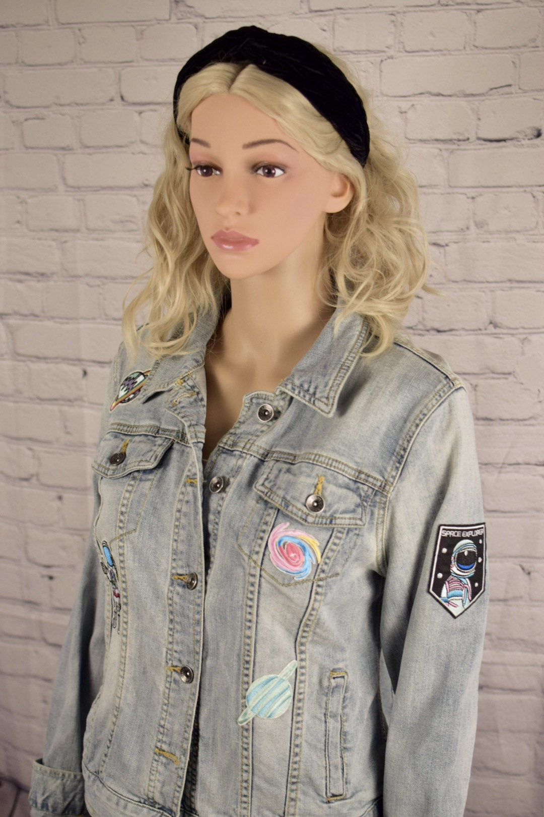 Space Themed Jacket, Women's Large Custom Denim Jacket - Etsy