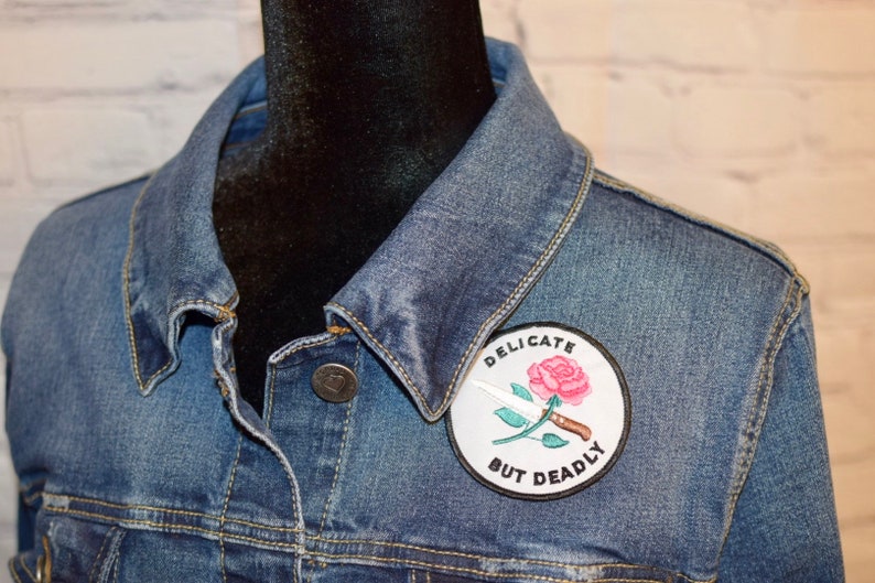 Women/'s Jean Jacket with Patches Women/'s Denim Jacket with Patches