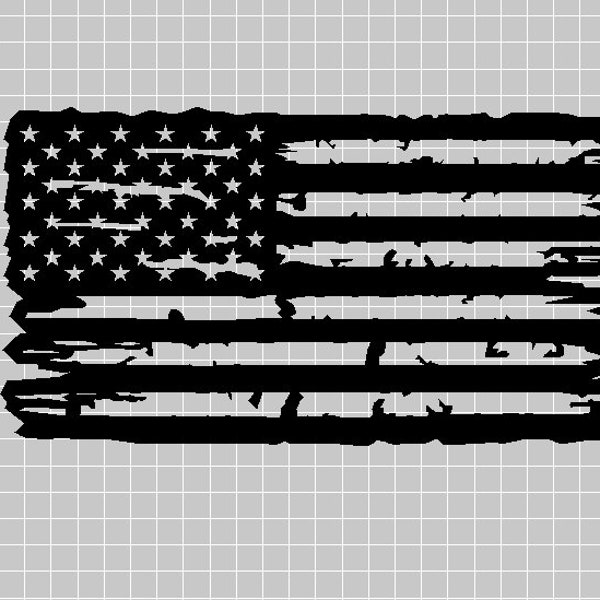 Tattered and Torn American Flag DXF SVG