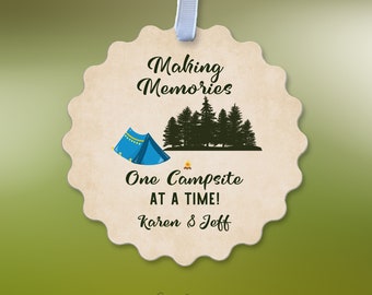 Making Memories One Campsite at a Time Tent Camping Ornament Personalized/ At Forest Campsite / Backpackers /Hikers /Campers Metal Ornament