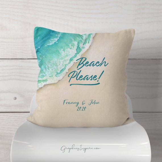 Personalized Beach Please Throw Pillow W/Name And Year Etsy