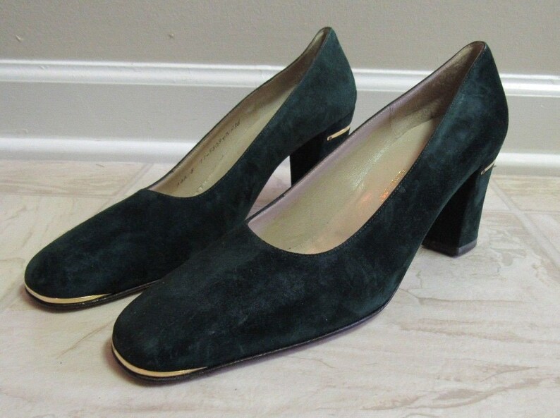 forest green suede pumps
