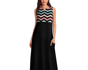 Maxi Dress For Women - Summer Black - Custom Women's Sleeveless Dress Stylish Ankle-length Long Dress
