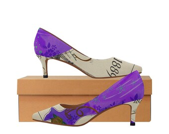 purple kitten heel shoes uk