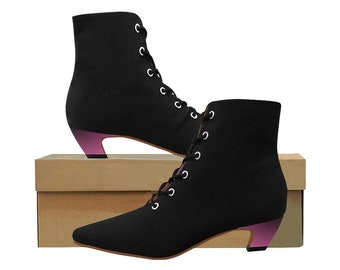 cream kitten heel ankle boots