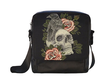 Futong Huaxia Cat Skull Travel Messenger Bags Handbag Shoulder Bag Crossbody Bag Unisex 