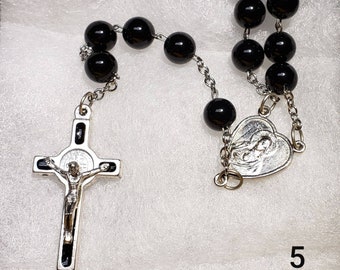 Handmade Rosary, 8mm black agate beads