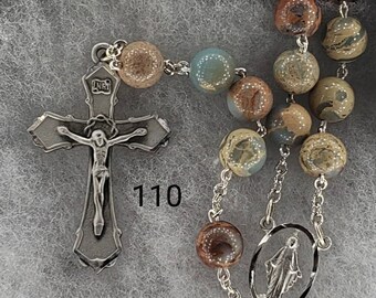 Handmade Rosary,  10mm Snakeskin Jasper Round Bead