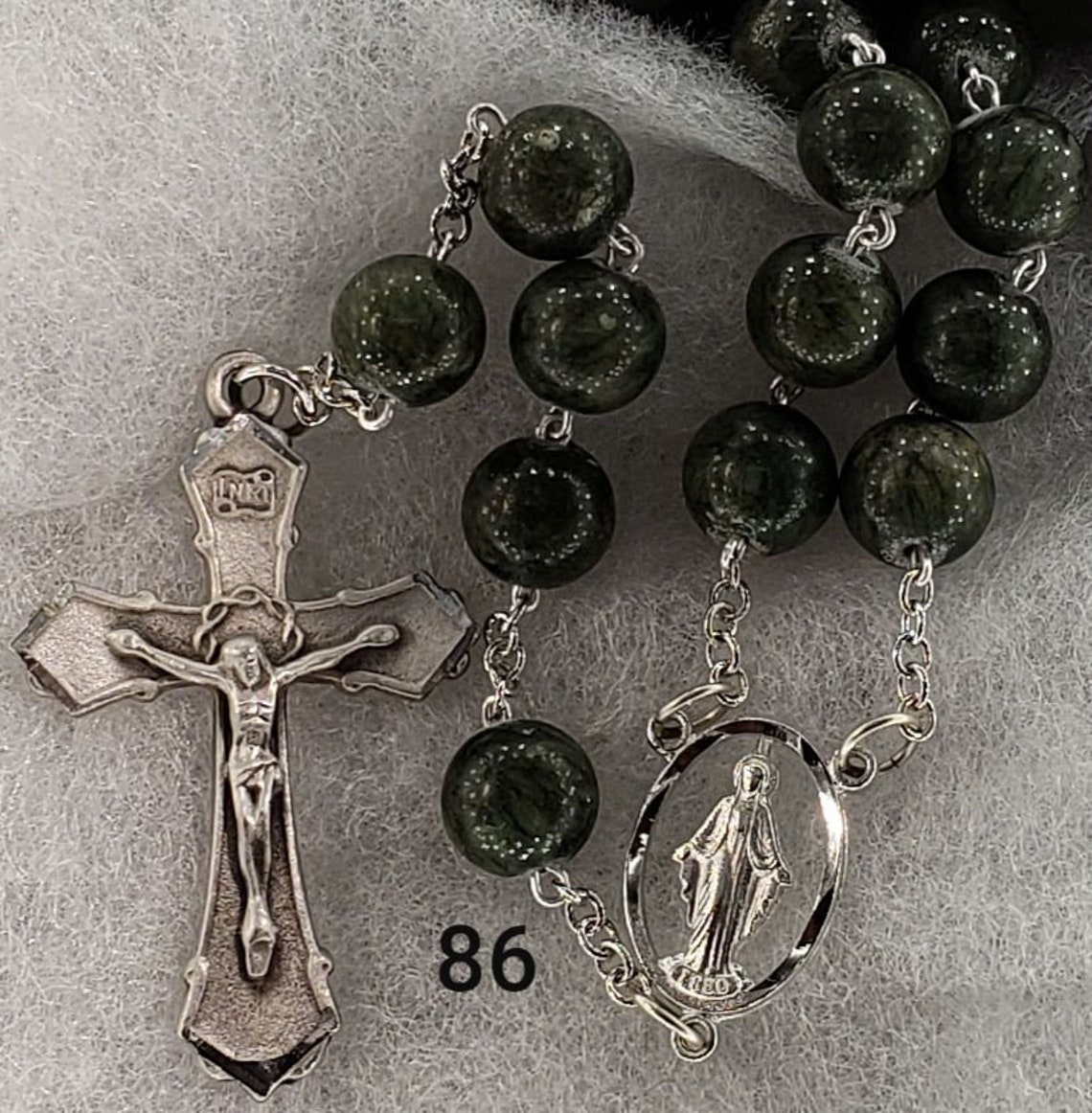 Handmade Rosary Gray Mountain Jade Beads 10mm Round Etsy