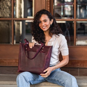 Tragetasche für Frauen | Shopper aus Leder für die Büroarbeit | Personalisierung Umhängetasche | Lederhandtasche | Handgemachte Umhängetasche aus echtem Leder