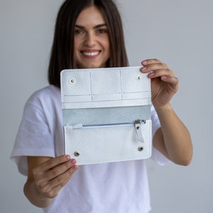 Leder Portemonnaie | Personalisierung Leder Damen Geldbörse | Lange Geldbörse aus Leder | Leder Portemonnaie | Gravur Leder Frauen Geldbörse