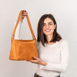 Genuine Leather Women Shoulder Bag | Handmade Leather Purse | Women Leather Handbag | Personalization Leather Bags With Zipper and Pockets
