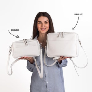 Sac à bandoulière en cuir grainé véritable avec fermeture éclair et poche extérieure | Sac à bandoulière fait main en cuir grainé | Sac de festival en cuir à bandoulière