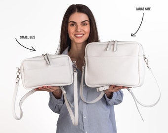 Genuine Pebbled Leather Crossbody Bag with Zipper and Outside Pocket | Handmade Pebble Leather Shoulder Bag | Leather Crossbody Festival Bag