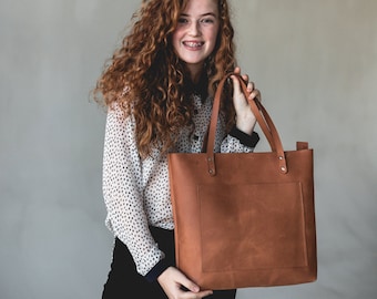 Women Leather Tote Bag | Handmade Zipper Tote Purse | Leather Travel Bag | Custom Wedding Gift for Women | Customize Leather Tote Bags