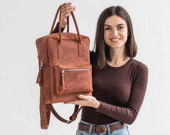 Mochila urbana de cuero hecha a mano para aventuras urbanas / Elegante y práctica / Ideal para ir al trabajo, viajar, trabajar / Artesanía de alta calidad