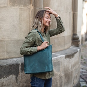 Echtes Leder Umhängetasche - Leder Geschenk für Frauen Männer - Reißverschluss Leder Geldbörse - Individuelles Geschenk für Sie - Leder Schulter Tote Taschen