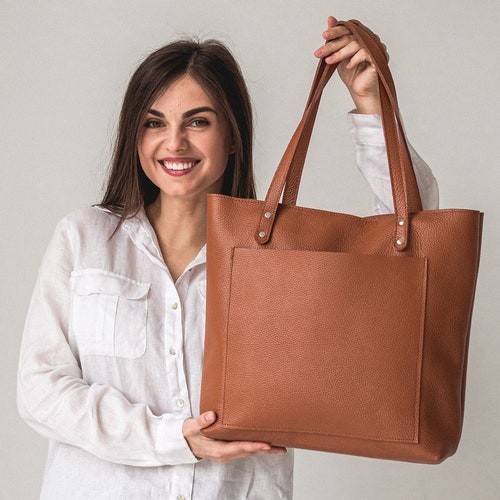Greater than 30CM and less than 50CM Women bag tote soft artificial leather Large crossbody bags ladies,Light Brown,