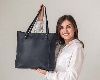 Italian Leather Tote Bag for Work