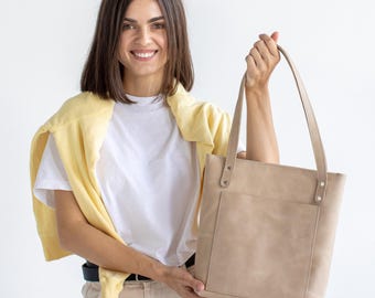 Beige Tote Bag: Stylish Everyday Handbag, Work & Travel
