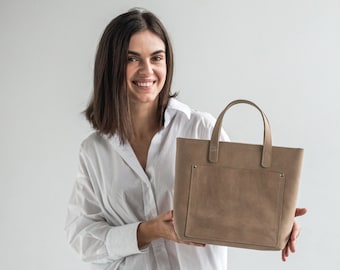 Handmade Leather Mini Tote Bag: Cowhide Crossbody Purse
