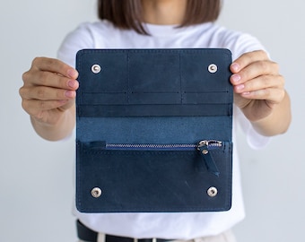 Leather Slim Wallet With Zipper | Women Wallet Leather | Leather Purse | Leather Case For Money | Personalize Wallet | Custom Leather Wallet