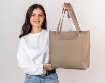 Classic Pebbled Leather Tote Must-Have Accessory for Women | Pebbled Leather Tote Bag Classic Style for Women on the Go | Leather Tote Bag