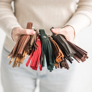Leder Quasten für Handtasche | Leder Quaste für Frauen Taschen | Leder Schlüsselanhänger Quaste | Lederquasten für Schlüssel | Taschenzubehör aus Leder