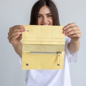 Personalización de cuero para mujer cartera / cartera de mujer / cartera de cuero guijarro delgado / bolso de cuero grabado / cartera larga de cuero