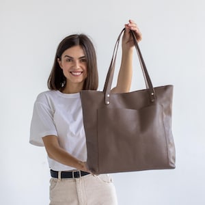 Personalized Pebbled Leather Tote Bag for Work