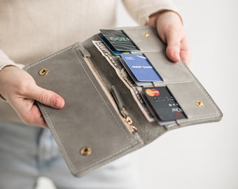 Cartera de piel para mujer Cartera de mujer Cartera de piel para mujer Cartera de piel para mujer Cartera de piel fina Cartera de piel monedero Girt for Her