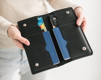 Cartera de viaje / Cartera de viaje de cuero / Porta documentos de viaje / Cartera de pasaporte / Organizador de cartera de viaje / Organizador de documentos de viaje