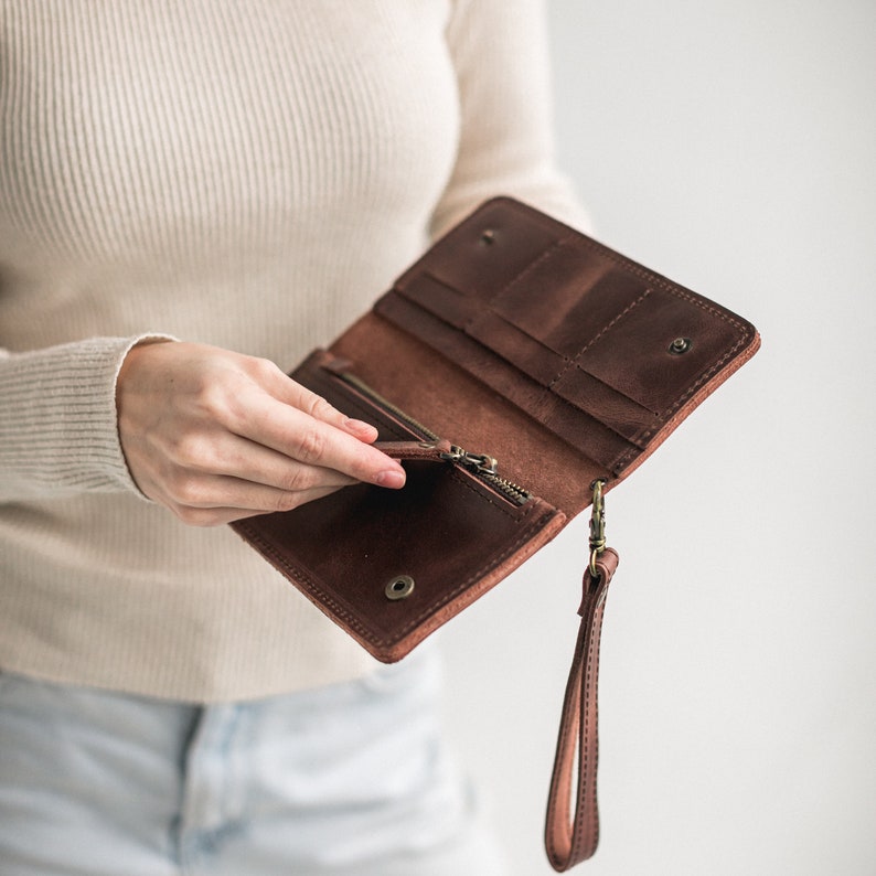 Leather Handmade Wallet Genuine Leather Wallet Women's Etsy