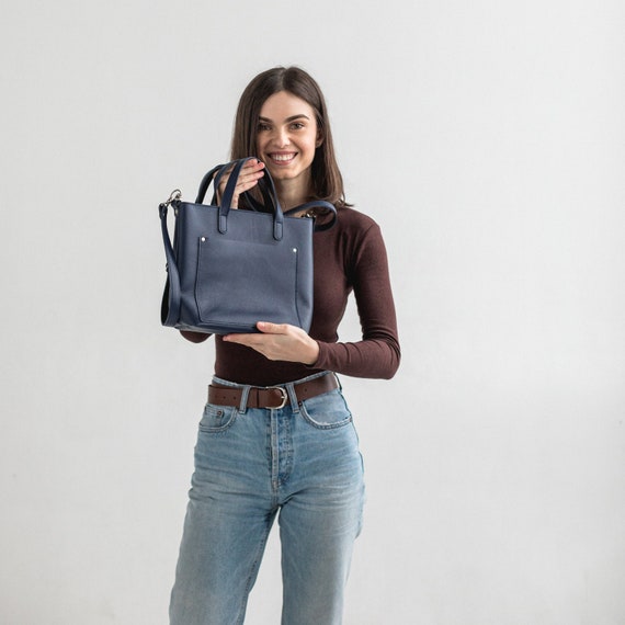 DOUBLE HANDLES LEATHER MINI TOTE BAG