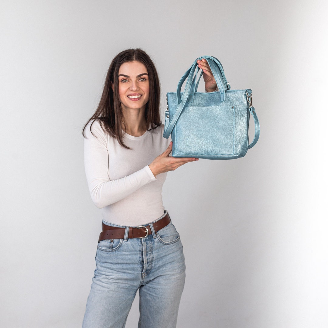 Mini Tote Bag Pebble Leather Mini Tote Purse Leather Mini Crossbody Bag