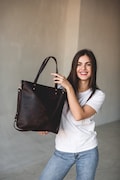 Personalized Leather Tote Bag for Women Custom Monogram Work Travel Gift product logo