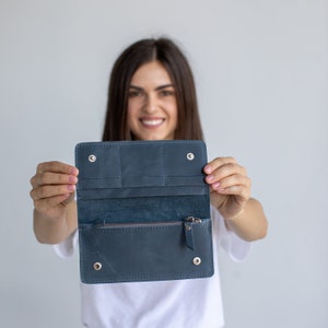 Cartera de mujer Cartera de cuero para mujer Cartera de cuero para mujer Cartera de cuero para mujer Cartera de cuero fina Monedero de cuero Regalo para ella imagen 6
