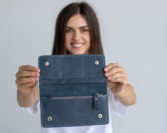 Carteras de cuero personalizadas para mujer • Cartera de cuero personalizada • Monedero de cuero con cremallera • Cartera de cuero para mujer • Monedero de cuero personalizado