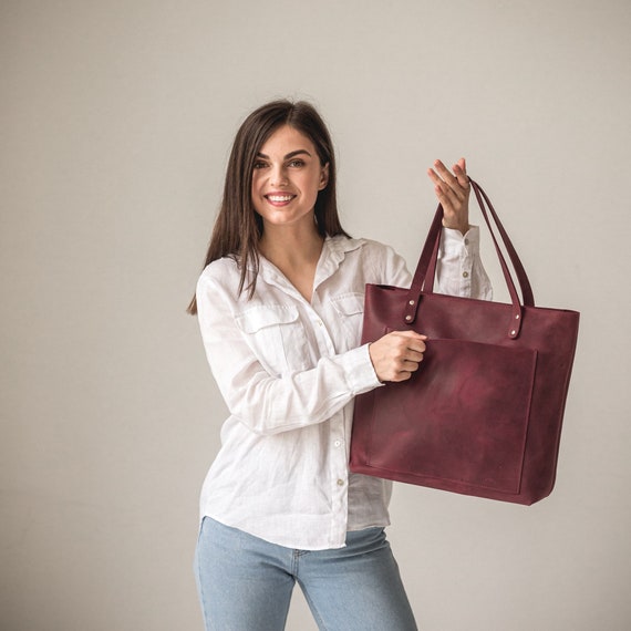 Genuine Leather Handbag for Women Large Shoulder Bags Totes Purse 